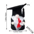 Gnomo di laurea in peluche fatto a mano con tocco nero e diploma, altezza 18 cm - Maschio (Barba) / 1 Pezzo