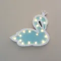 Light blue wooden swan LED night light with warm white glow for nursery room decoration - Green