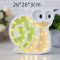 Cute snail shaped wooden LED night light for kids room wall decoration, 26x26x3cm - Green Snail