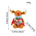 Reindeer plush Christmas candy jar with transparent belly and dimensions shown - White Antler Reindeer (U1-1)