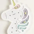 Pastel wooden unicorn wall lamp with stars and LED lights for nursery decoration - Little Unicorn