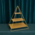 Elegant three-tier gold metal triangular dessert stand for luxury wedding cake display - 3-Tier Pyramid