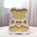 Nordic ins style wooden bear night light with warm LED marquee bulbs for kids room decor - Yellow / Yellow