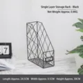 Minimalistischer schwarzer Metalldraht-Dateihalter für die Organisation von Zeitschriften - Einlagig / 24.5x9.5x30cm / Schwarz