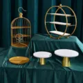 Elegant 5-piece gold iron art cake and dessert stand set for wedding and birthday parties - Five-Piece Set