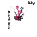 Glitzernde rosa Totenkopf-Blumenspieße für Halloween-Dekoration, 46 cm hoch. - Totenkopfstil / 46cm / Rosa