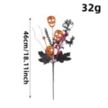 Halloween Totenkopf-Blumenstecker mit glitzernden Orangen-Schädeln und schwarzen Blättern - Totenkopfstil / 46cm / Orange