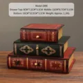 Set of 3 vintage wooden book-shaped jewelry storage boxes with gold embossed patterns - Set of Three (Wine Red)