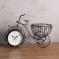 Vintage Eisen Fahrrad Tischuhr und Blumenkorb Ornament für Büro Heim Dekoration. - Schwarz