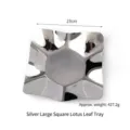 Großer silberner Edelstahlteller in Seerosenblatt-Form für Obst und Snacks, 23cm. - Viereck Lotosblatt Stil / Large (23.8cm) / Silber