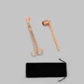 Rose gold stainless steel candle care kit with wick trimmer, snuffer, and storage pouch. - 2-Piece Set + Velvet Bag / Rose Gold
