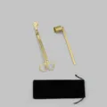 Gold stainless steel candle accessory set with wick trimmer and snuffer in black velvet pouch. - 2-Piece Set + Velvet Bag / Gold