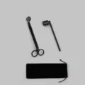 Premium black stainless steel candle tool set including wick trimmer snuffer and pouch - Matte Black Candle Snuffer + Wick Trimmer 2-Piece Set + Velvet Bag