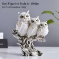 Exquisite vintage white resin owl figurine trio ornament for home decor 12x7x15cm - Owl Style A / White
