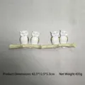 European owl branch wall hook with hand-painted gold and white finish - 4-Hooks / White/Gold