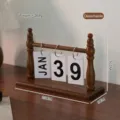 Nordic style wooden flip calendar, detachable desktop perpetual calendar ornament for office - Distressed Wood Detachable Style / 23x9x16cm / Vintage Wood Color