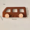 Decorative wooden bus-shaped wall hook for children's room decor with size markings - Brown bus hook