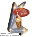Vintage LED-Pfeilschild aus Metall im amerikanischen Stil für Wanddekoration - Eiscreme Pfeil Stil (FML7374) / Blau