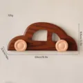 Handcrafted wooden car-shaped wall hook for children's room with dimensions 23x9.5cm - Brown classic car hook