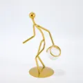 Creative gold iron basketball player figurine with crystal ball for modern home office decor - Dribbling Posture (Low)