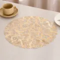 Detailed view of an elegant gold PVC heat resistant placemat with butterfly cutouts - F款 (镂空蝴蝶) / Gold