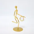 Minimalist golden iron basketball player figurine with crystal ball for modern home decor - Running Dribble Posture