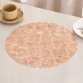 Rose gold circular PVC placemat with intricate butterfly and floral cutout patterns. - F款 (镂空蝴蝶) / Rose Gold