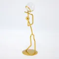 Luxury golden iron basketball figure ornament with a clear crystal ball - High Holding Shot Posture