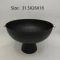 Schwarze Obstschale aus Eisen mit silbernen Griffen, Größe 31,5x26x18 Zentimeter - Große Halbkugel (31.5X26X18cm) / Tiefe Schüssel Hoher Fuß Stil (MR2412-3) / Mattschwarz/Silberkugel