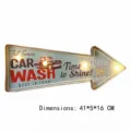 Retro-LED-Pfeilschild im amerikanischen Stil für Autowäsche-Wanddekoration, 41x5x16cm - Autowäsche Pfeil Stil (FML7019) / Hellblau
