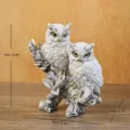 Vintage resin double owl statue with dimensions 15x13x8cm for home office decor - Owl Style E / White