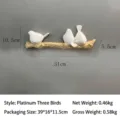 White Nordic style wall-mounted decorative three-bird coat rack with dimensions - Three Little Birds / White