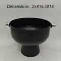 Moderner minimalistischer schwarzer matter Obstteller aus Eisen mit silbernen Griffen - Mittlere Schüsselform (25X18.5X18cm) / Schüssel Hoher Fuß Stil (MR2412-5) / Mattschwarz/Silberkugel