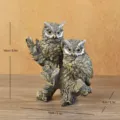 Creative retro resin owl sculpture on branch for home and office decor, 15x13cm - Owl Style E / Gray