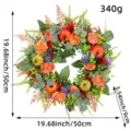 Large 50cm artificial autumn wreath with pumpkins and orange roses for Thanksgiving door decor - Large Pumpkin Flower Style / Diameter 50CM