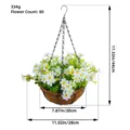 Cesto di margherite artificiali sospese con 80 fiori e dimensioni dettagliate - 80 Teste di Fiori / Fiore Bianco Cesto Appeso
