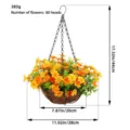 Cesto appeso con fiori artificiali gialli e catena di metallo per decorazioni da giardino - 80 Teste di Fiori / Fiore Arancione Cesto Appeso