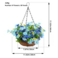 Cesto sospeso di margherite artificiali blu con 80 teste, diametro 28 cm - Fiore Blu Cesto Appeso