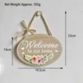 Oval wooden welcome sign with floral design and dimensions: 19.5cm x 14cm - Wood Welcome Style