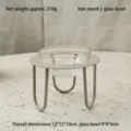Vista de detalle del soporte para postres con marco de hierro y cuenco de vidrio - Bol de Helado / Pedestal Alto (12x12x10cm) / Caqui Gris