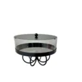 Soporte acrílico redondo moderno para postres con tapa negra y patas curvas elegantes - Soporte de Exhibición Redondo de Patas Altas (T16000) / Hierro+Acrílico; 21.5x21.5x16cm / Negro