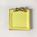 Bandeja de joyería cuadrada de cerámica amarilla vintage con lazo dorado y bordes de oro - Amarillo