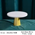 Large white and gold European style iron cake stand for wedding decor, 25x25x14cm - Gold Base Circular Stand