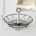Moderne zwarte metalen draad fruitmand in Scandinavische stijl met houten kralen - Driehoekig Rooster Met Houten Kralen Handvat