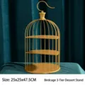 Elegant 3-tier gold birdcage dessert stand for weddings and parties, brass finish - Birdcage