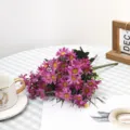 Close-up view of artificial purple daisy bunch with nine vibrant flower heads for decor - Purple