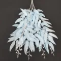 Detail showing the texture and color of light blue artificial willow leaves bunch. - Willow Handle No. 2 - Blue