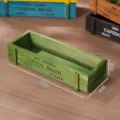 Bac à plantes rectangulaire en bois vert de style Zakka rustique mesurant 22x9x5cm - Vert