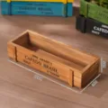 Bac à fleurs rectangulaire en bois rustique pour succulentes avec imprimé vintage 22x9x5cm - Marron