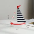 Handgefertigtes Holzsegelboot-Modell im mediterranen Stil für maritime Dekoration - Klein (11x3x14.5cm) / Rot Klein (Kariertes Segel)
